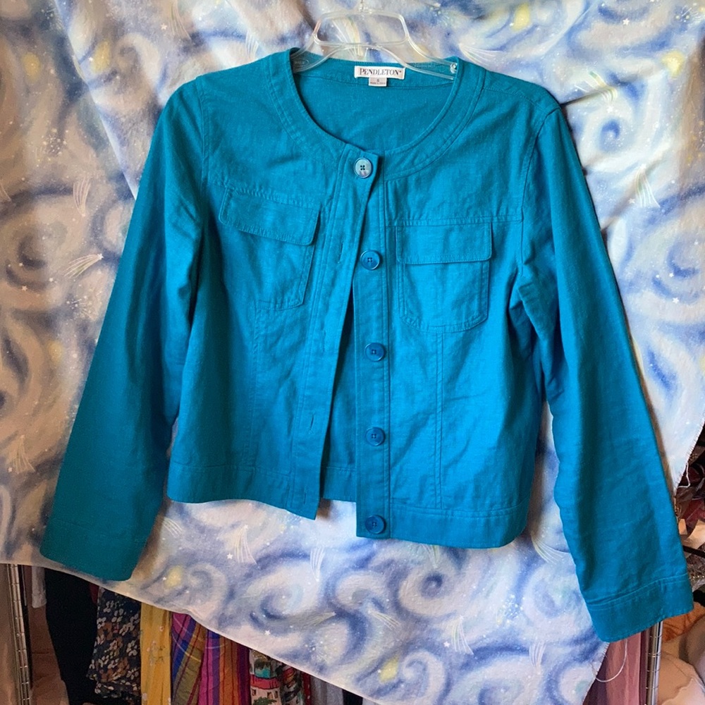 Pendleton Turquoise Skirt/Jacket Set - image 2